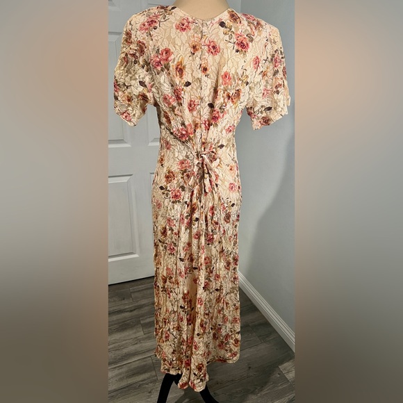 Vintage SHEER LACE Romantic Floral Cottagecore Fairy Victorian Festival Dress - Picture 6 of 11